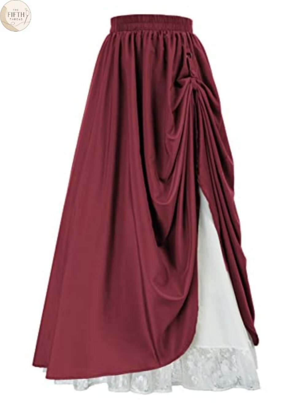 Womens Renaissance Maxi Skirt Double Layered A-Line Elastic Waist